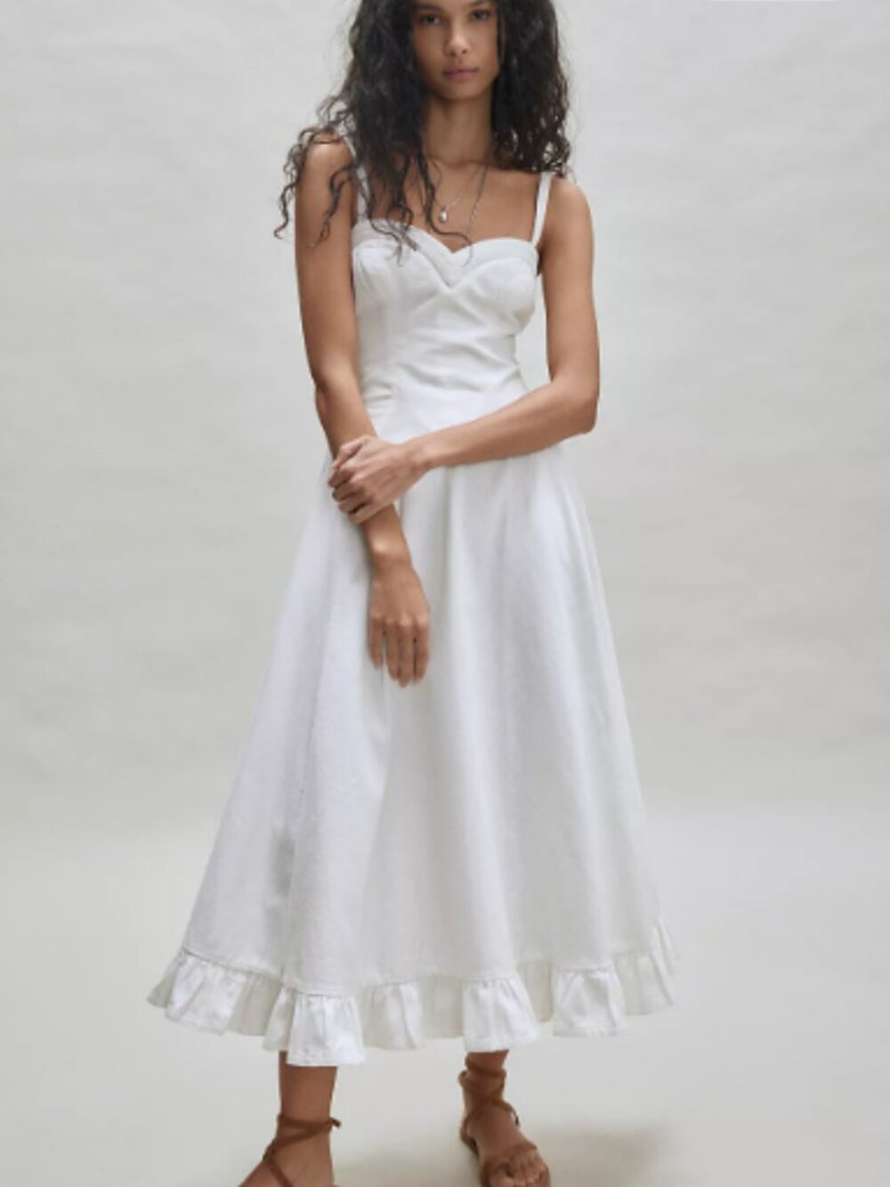 Free People Another Season Midi Dress – Coconut Milk – XS – Sweetheart Neckline